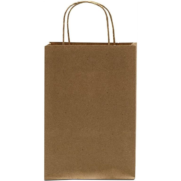 Prime Line Packaging Large Gift Bags with Handles, Brown Cotton Twill Handle Shopping Bags Bulk 16x6x12 50 Pack