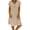 Khaki, variant on Qiopertar Linen Dress for Women Summer Casual V-Neck Short Sleeve Solid Knee-Length Pullover Loose Comfy Fashion Beach Travel Boho Dress, Light Blue XXL