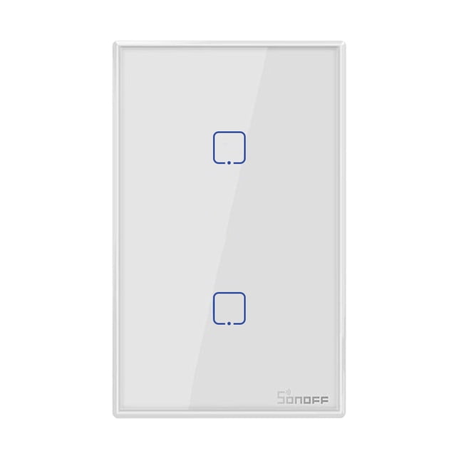 T0US2C-TX 2 Gang Smart WiFi Wall Light Switch APP/Touch Control Timer Standard Panel Smart Switch Compatible with Home/Nest &