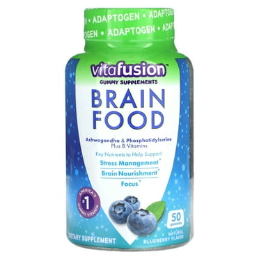 Vitafusion Brain Food Adult Gummy Vitamins Dietary Supplement, Blueberry, 50 Ct