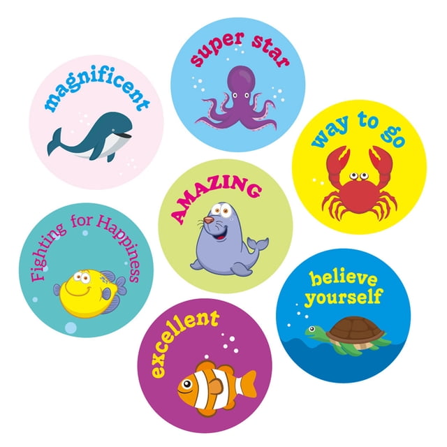 Cute Animal Reward Sticker Incentive Sticker Positive Words Sticker Paper Roll Diameter 38mm for Kid Teacher School Supplies