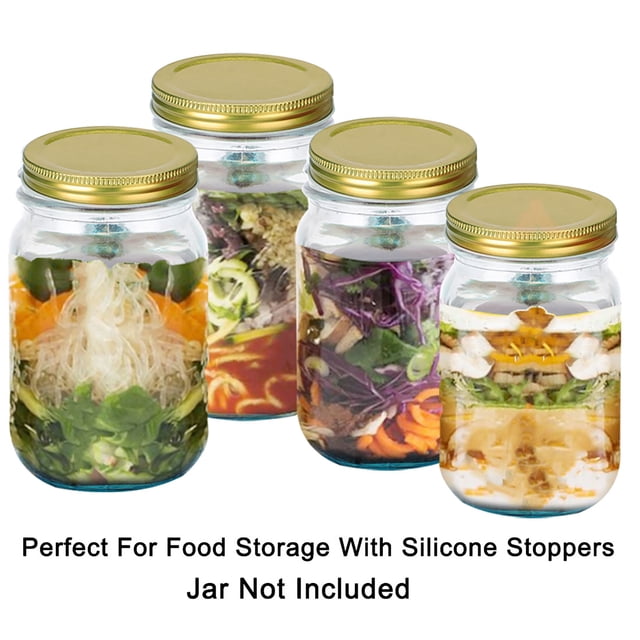 Unique Bargains 10 Pack Metal Mason Jar Lids Wide Mouth Mason Canning Jars Top Food Storage Caps Gold Tone
