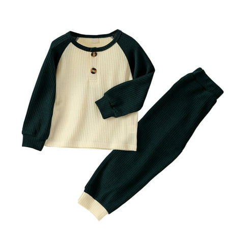 

Fsqjgq Junior Outfits for Teen Girls Winter Toddler Baby Girl Boy Clothes Color Block Knit Walf Checks Outfit Kids Cotton Long Sleeve T Shirt Tops Pants Set 2Pcs Baby Girl Autumn Cotton Green 90