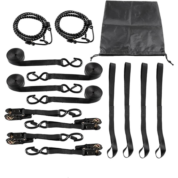 LABLT 4 PCS 15 FT 2200 lbs Break Strength Ratchet Straps Heavy Duty Ratchet Tie Down Straps with Safety Lock S Hooks Cargo Straps for Moving Appliances Motorcycle Soft Loop Tie Down Straps