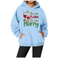 thumbnail image 2 of WEAIXIMIUNG Chandails en Molleton Surdimensionnés pour Femmes Grande Taille Sweat à Capuche Décontracté Col Rond Poche Imprimé Verre de Noël, 2 of 3