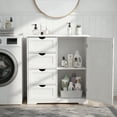 thumbnail image 3 of Ktaxon Larger Wooden Bathroom Floor Cabinet, Side Storage Organizer with 4 Drawers, 1 Cupboard & 2-Shelves, White, 3 of 25
