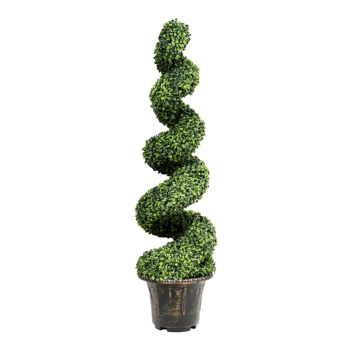 Gymax 4FT Artificial Boxwood Spiral Tree Faux Tree W/Realistic Leaves