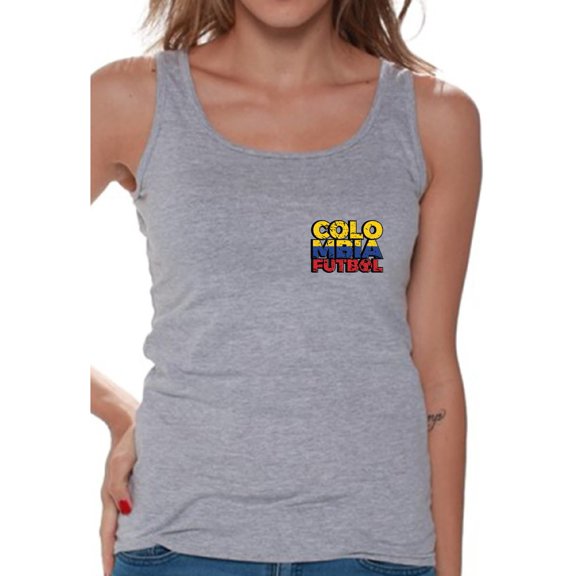 Awkward Styles Colombia Futbol Tank Top for Women Colombian Soccer Tank Top Colombia Gifts for Her Colombia Soccer 2018 Sleeveless Shirts Colombia Tanks Women's Colombian Tank Top Gifts from Colombia