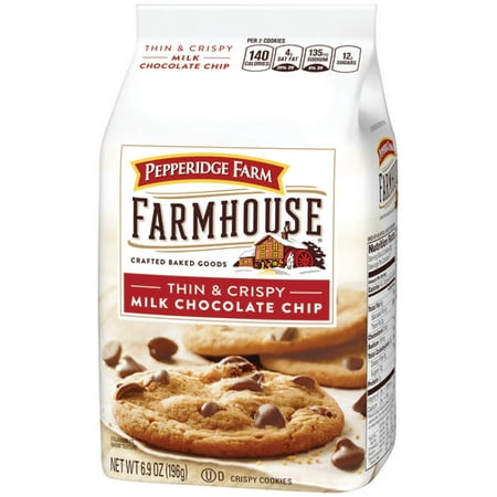 (2 Pack) Pepperidge Farm Farmhouse Thin & Crispy Milk Chocolate Chip Cookies, 6.9 oz. (Best Crispy Chocolate Chip Cookies)