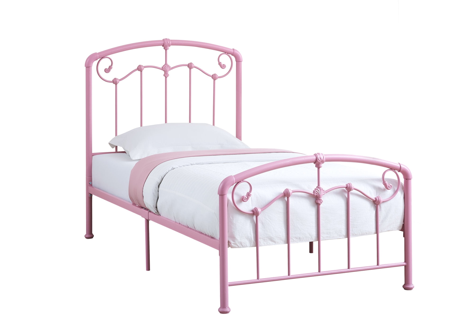 79" Matte Pink Contemporary Style Rectangular Bed Frame - Twin Size