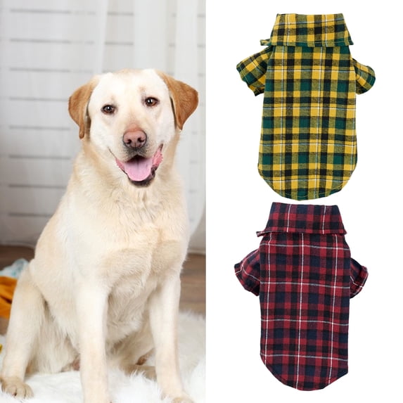 Dream Lifestyle Pet Clothes Plaid Pattern Dress-up Fashion Soft Adorable Lapel Collar Breathable Lovely Pet Sweatshirt Costume for Outdoor