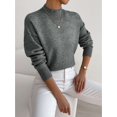 thumbnail image 6 of Women'S Seamless Sweater Ready to Wear Long Sleeve Knitted Pullover Tops Dark Gray L, 6 of 8