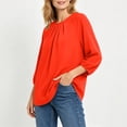 thumbnail image 6 of Tops For Women Summer Crew Neck Three Quarter Sleeve Trendy Casual Solid Streetwear Office Weekend Errands Travel Outfit Polished Daytime Brunch Workday, 6 of 7