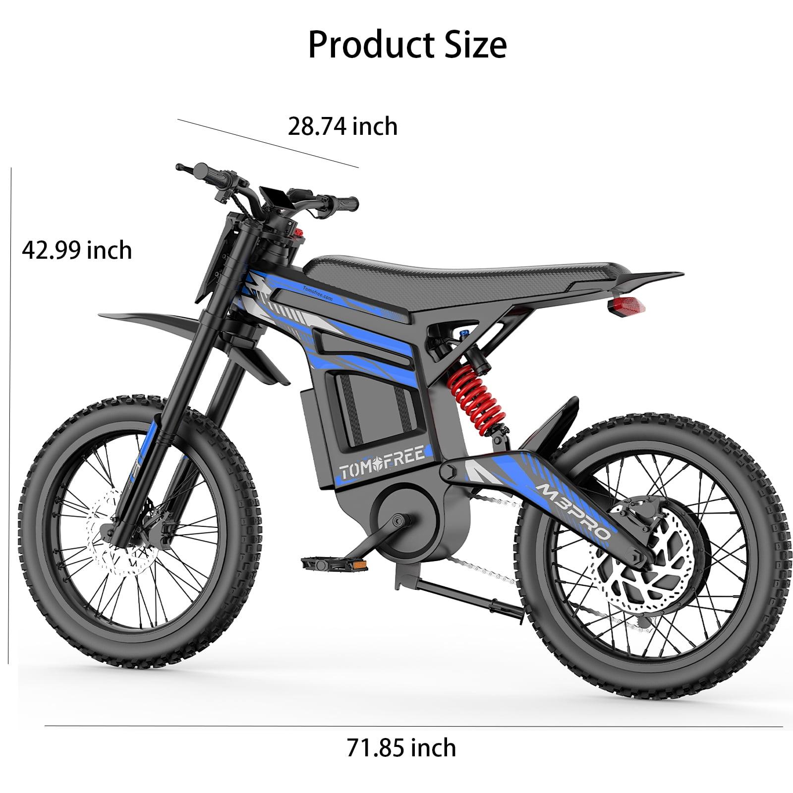 Electric Dirt Bike for Adults Teens, 6500W Motor(Peak), 75 Mile Range, 50MPH Max Speed, 72V 30Ah Removable Battery, 3-Speed, 19"/17" Off-Road Tires, Dual Hydraulic Brakes & Full Suspension