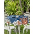 thumbnail image 3 of Outdoor Tablecloth with Umbrella Hole for Patio/Picnic/Party/Camping, Blue Coastal Octopus Waterproof Table Cloth Round Cover Washable, Nautical Undersea Creatures Leaves (Dia 54"), 3 of 9