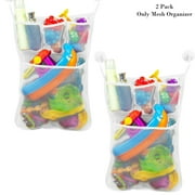 2 PCS Mesh Bathtub Toy Holder Bag, 18 x 14 Inch Bath Toy Organizer, Eco-Safe, Fun, Educational Foam Letters and Perfect Toy Storage Net for Baby Bath Toys & More