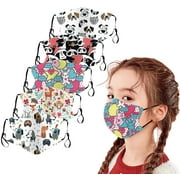 OIENS Kid Face Mask, Washable Reusable Face Cover Masks in Color Kid 5 PCS-A