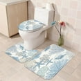 4 Pcs Beach Shower Curtain Blue Bathroom Sets with Shower Curtain and