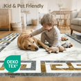 thumbnail image 4 of ODIKA 6'x9' Washable Area Rug Greek Border Key Symmetrical Round Glam Sparkle Shimmer Sunburst for Dining Room, Under Table, Office Décor, Non-Slip Chair-Friendly, 4 of 7