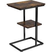 Novilla Snack Side Table C Shaped End Table Couch Table for Living Room Bedroom, Small Side Table with Metal Frame, Rustic Brown