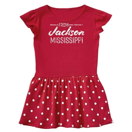 

Inktastic From Jackson Mississippi in White Distressed Text Gift Baby Girl Dress