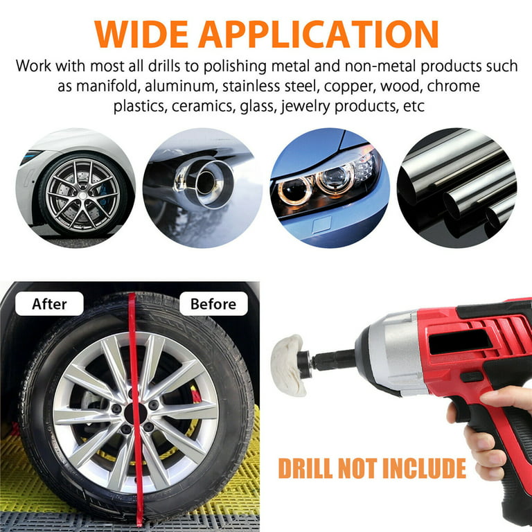 7pcs Car Polishing Buffing Pads Polisher Aluminum Alloy Stainless Steel Mop Wheel  Drill Kit 