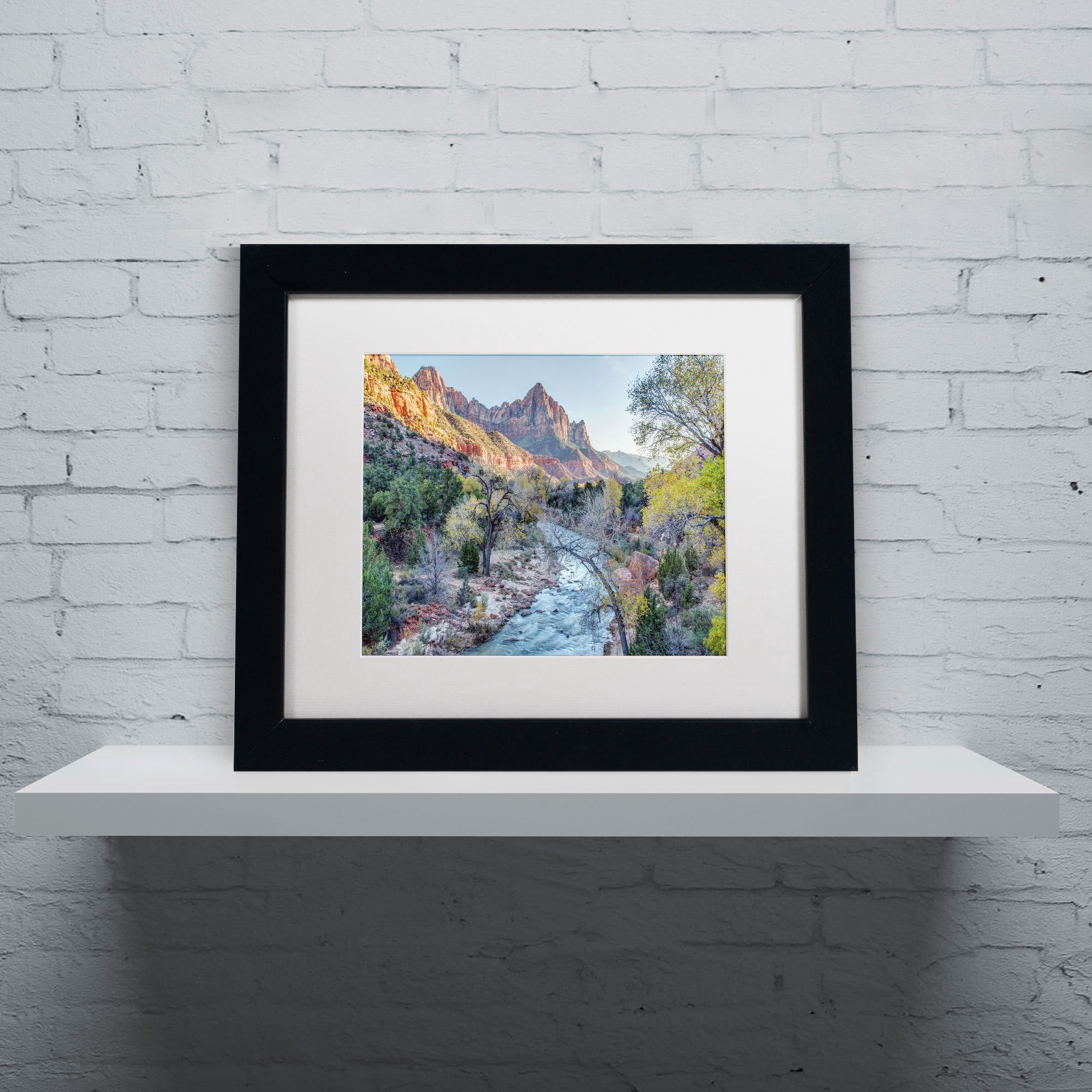Trademark Fine Art "Zion Watchman" Canvas Art by Pierre Leclerc, White Matte/Black Frame