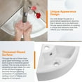 thumbnail image 5 of Small Modern 18"x 12.6" Wall Mount Ceramic Bathroom Corner Sink White Porcelain Sink w/Overflow & Pop-Up Drain, 5 of 8