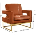 thumbnail image 3 of Meridian Furniture Noah 19"H Velvet Accent Chair in Cognac and Gold, 3 of 4