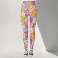 thumbnail image 2 of Bibifish Women's Yoga Pants Retro Floral Yoga Pants MultiColor Flower Print High Waist Yoga Pants Stretchy Outdoor Sports Cheerful Leggings, 2 of 5