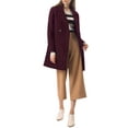 thumbnail image 2 of Unique Bargains Women's Notched Lapel Double Breasted Raglan Sleeve Winter Coat L Purplish, 2 of 7