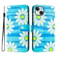 thumbnail image 2 of Compatible for iPhone 13 Wallet Case, Painting Pattern Premium PU Leather [Credit Card Holder] [Wrist Strap] Flip Stand Feature Purse Case Full Protective Pattern Phone Cover, Blue Flower, 2 of 18