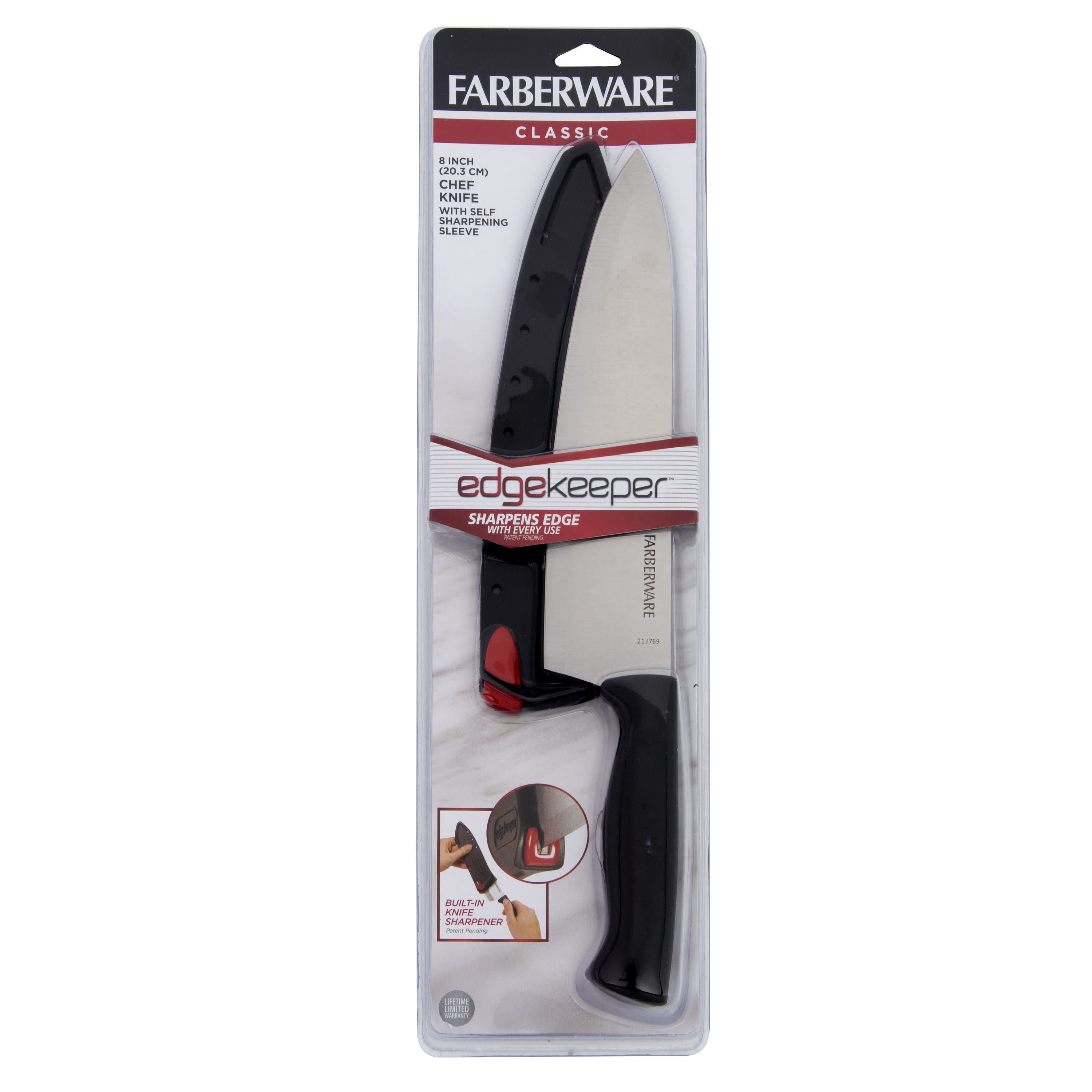 Farberware Edgekeeper 8-Inch Forged Triple Riveted Chef Knife with  Self-Sharpening Blade Cover, High Carbon-Stainless Steel Kitchen Knife with