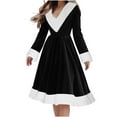 thumbnail image 3 of Jinhomg Mrs. Claus Costume Christmas Red Dress Cosplay Outfits for Women Black M, 3 of 9