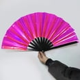 thumbnail image 4 of opvise Folding Fan 13 Ribs Burr Free Brilliant Color Transparent 13 Inch Large Shining Rave Hand Fan, 4 of 4