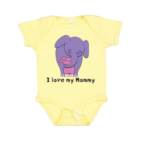 

Inktastic I Love My Mommy Elephant Purple Pink Gift Baby Girl Bodysuit