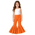 thumbnail image 3 of TIREOW Toddler Baby Girls Bell Bottom Pants Elastic Waist Solid Color Oversize Hem Flare Pants Soft Knit Flare Trousers, 3 of 7
