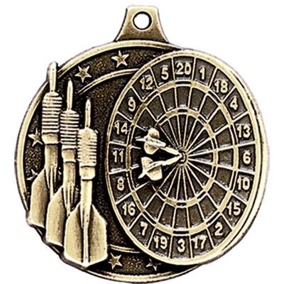 Darts Medals, 2" Gold Diecast Darts Medal Award 5 Pack