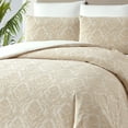 thumbnail image 2 of Better Homes & Gardens Woven Damask 3-Piece Comforter Set, Beige, Full Queen, All Ages, 2 of 7