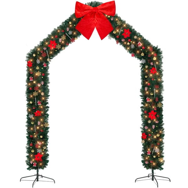 8.5FT Christmas Artificial Tree Archway, 1650 PVC Branch Tips, 350 Warm White LED Lights for Patio, Living Room, Store Entrance