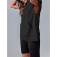 thumbnail image 4 of Fisoew - Sudaderas con capucha de manga corta para mujer, con media cierre, sin botones, con bolsillos, 4 of 4