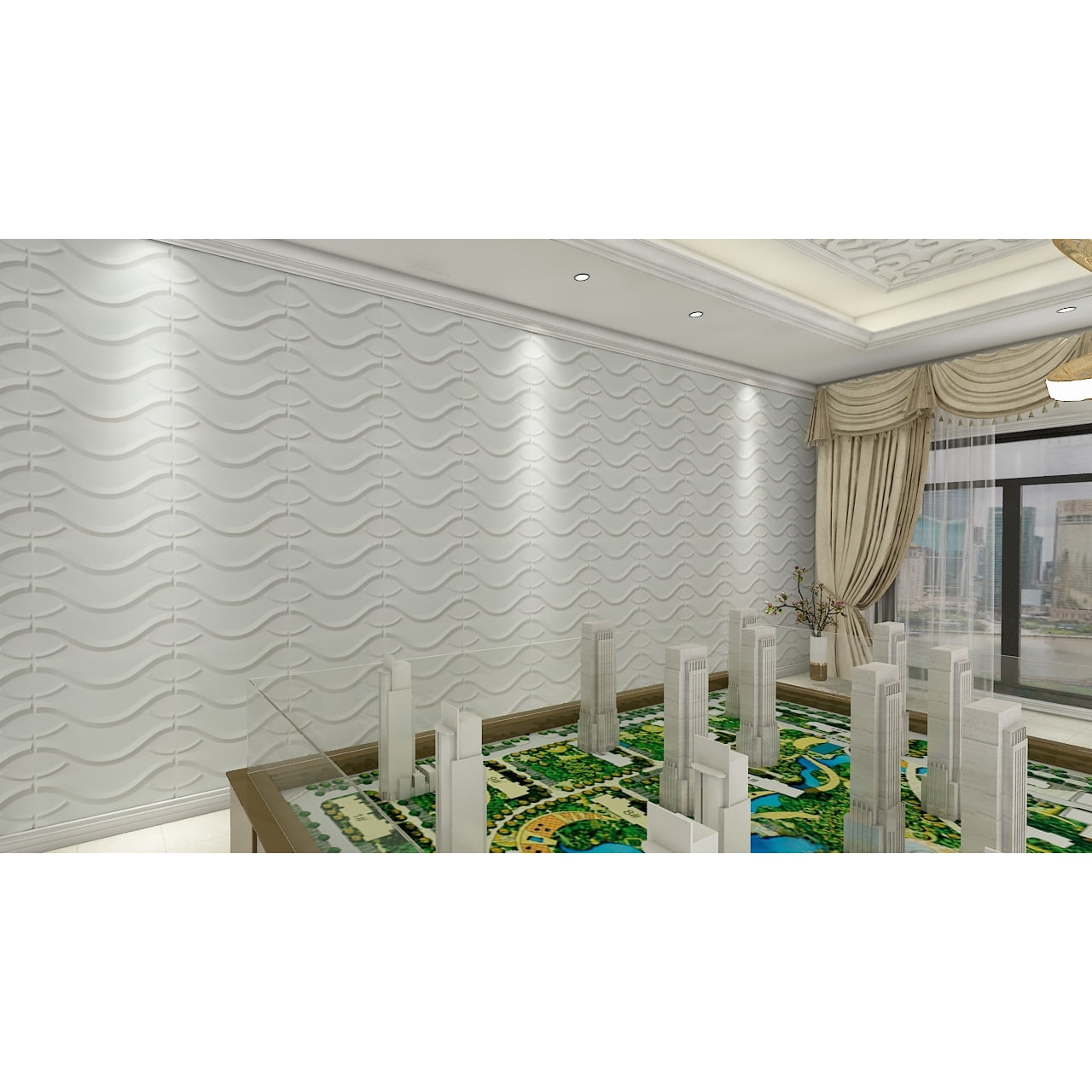 Art3d Matt White 19.7 19.7 PVC 3D Wall Panel Geometric Crossing Lines, for  Residential and Commercial Interior Décor 