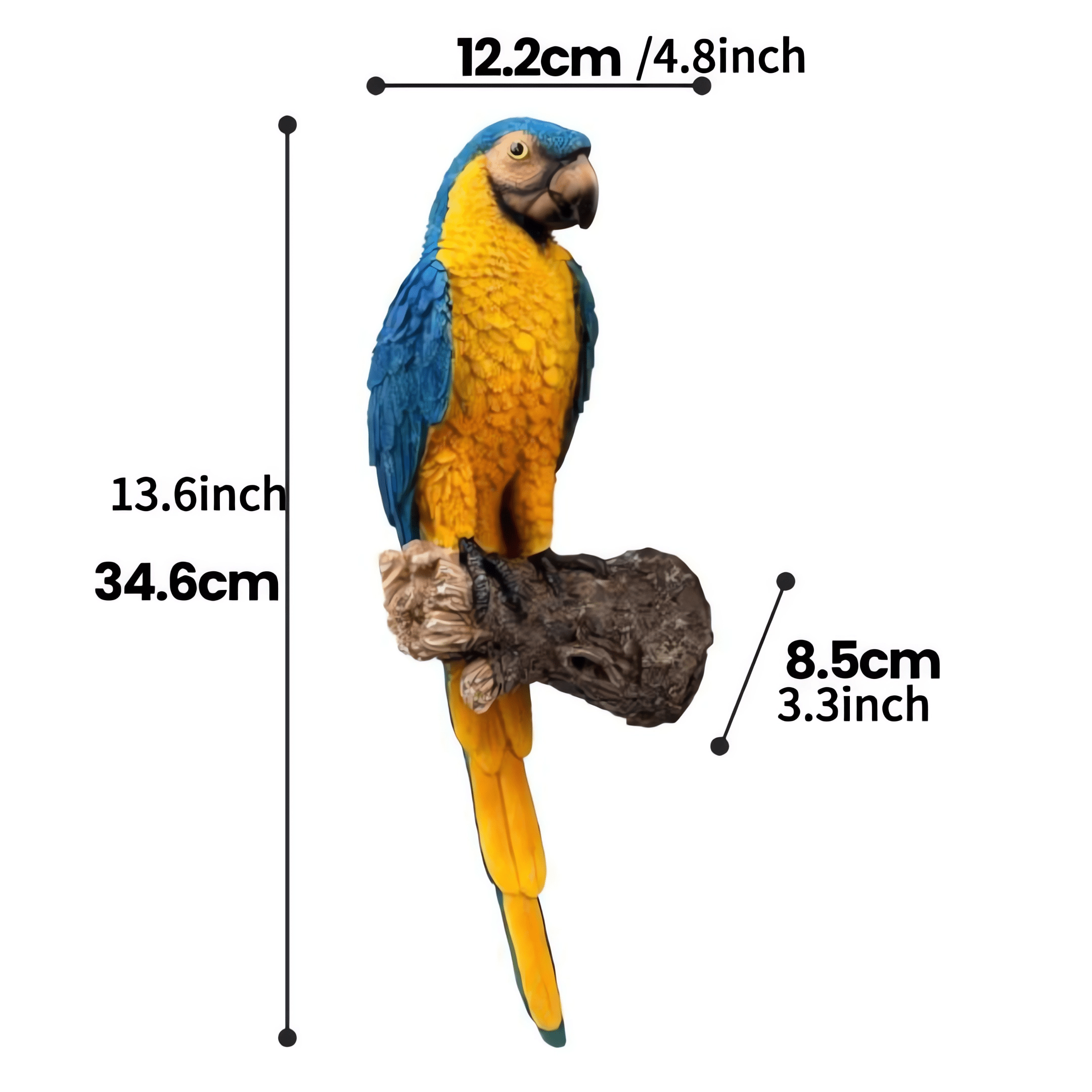 Parrot Garden Statue，Realistic Resin Parrot Tree Pendant Animal Sculpture ，Indoor And Outdoor  Garden Lawn House Art Resin Statue