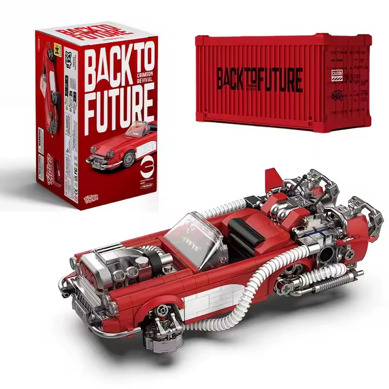 GZBricker Red Classic Crimson Revival Car Building Set with Container Compatible with Lego Vehicle Car Modular Collection Model for Adults