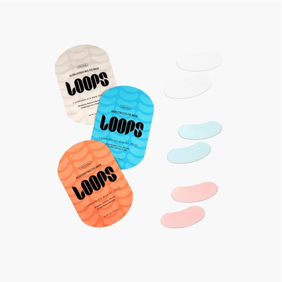 LOOPS Bright Eyes Trio Hydrogel Eye Mask Set | Hydrating, Brightening & Depuffing Under-Eye Masks | Set of 3