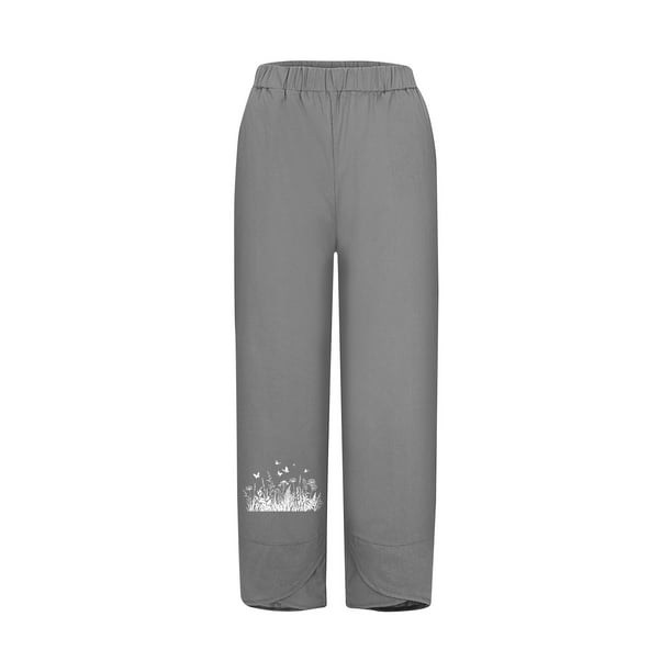 Linen Capri Pants for Women Palazzo Lounge Pants Lightweight Summer Cropped  Harem Pants Capris Sweatpants Trousers 