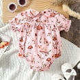 thumbnail image 4 of Baby Onesies Short Sleeve Prints Romper Ruffles Bodysuits Clothes Baby Girl Romper Pink 0 Months-3 Months, 4 of 6