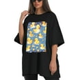 thumbnail image 4 of Plus Size Shirt for Women Black Tops for Women Short Sleeves Shirt for Women Cute Ducks T Shirt Oversized Shirt for Women S, 4 of 5