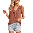 thumbnail image 3 of cocolona Womens Summer Trendy Tank Tops V Neck Ruffle Sleeveless Solid Color Shirts Casual Vacation Outfits Blouses, 3 of 6