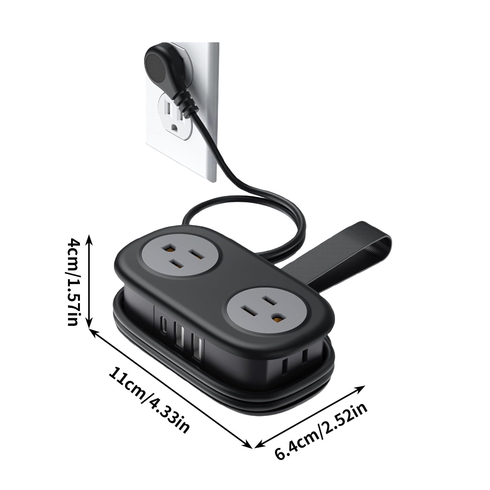 Travel Power Strip, Travel Extension Cord, Mini Extension Cord with 4 Outlets 3 USB Ports (1 USB C) with 4FT Wrapped Short Extension Cord Small Power Strip, Suitable for Home Hotel Travel